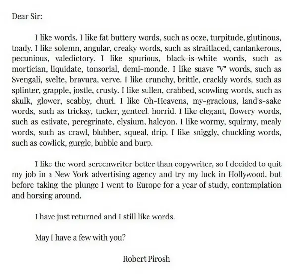 Robert Pirosh Job Application, 1934