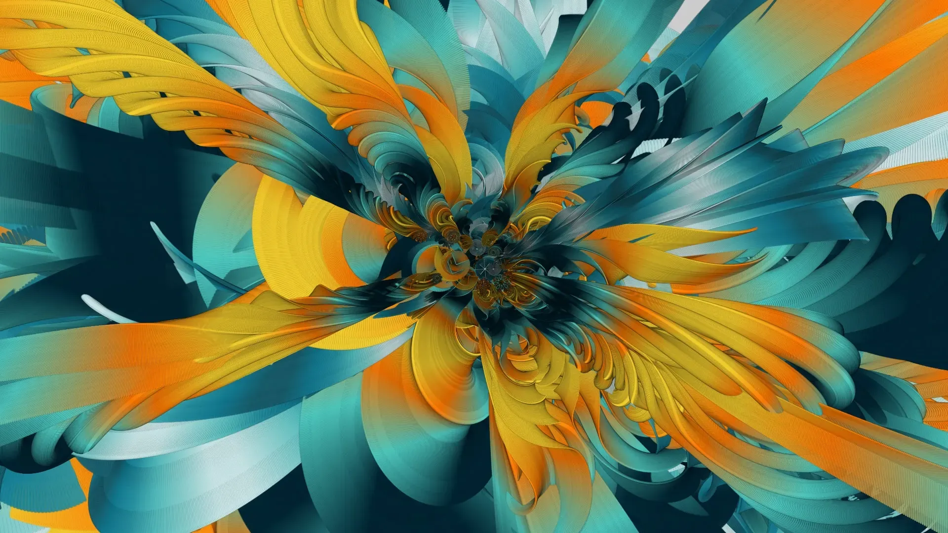 A colorful, abstract pattern generated wit Processing