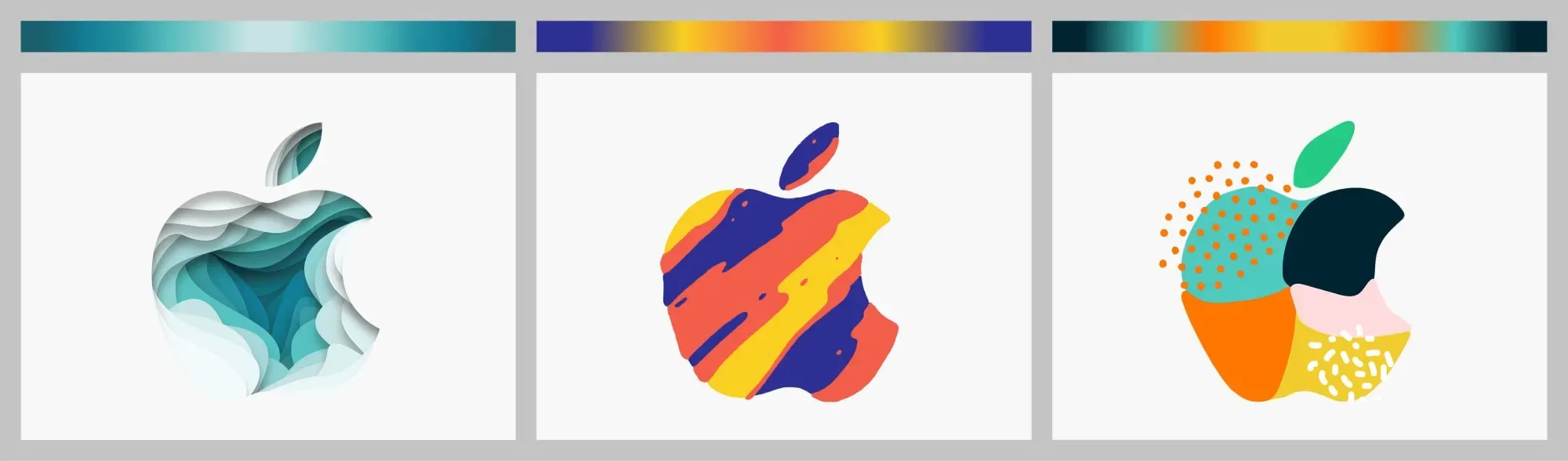 Apple logo variants and color scales