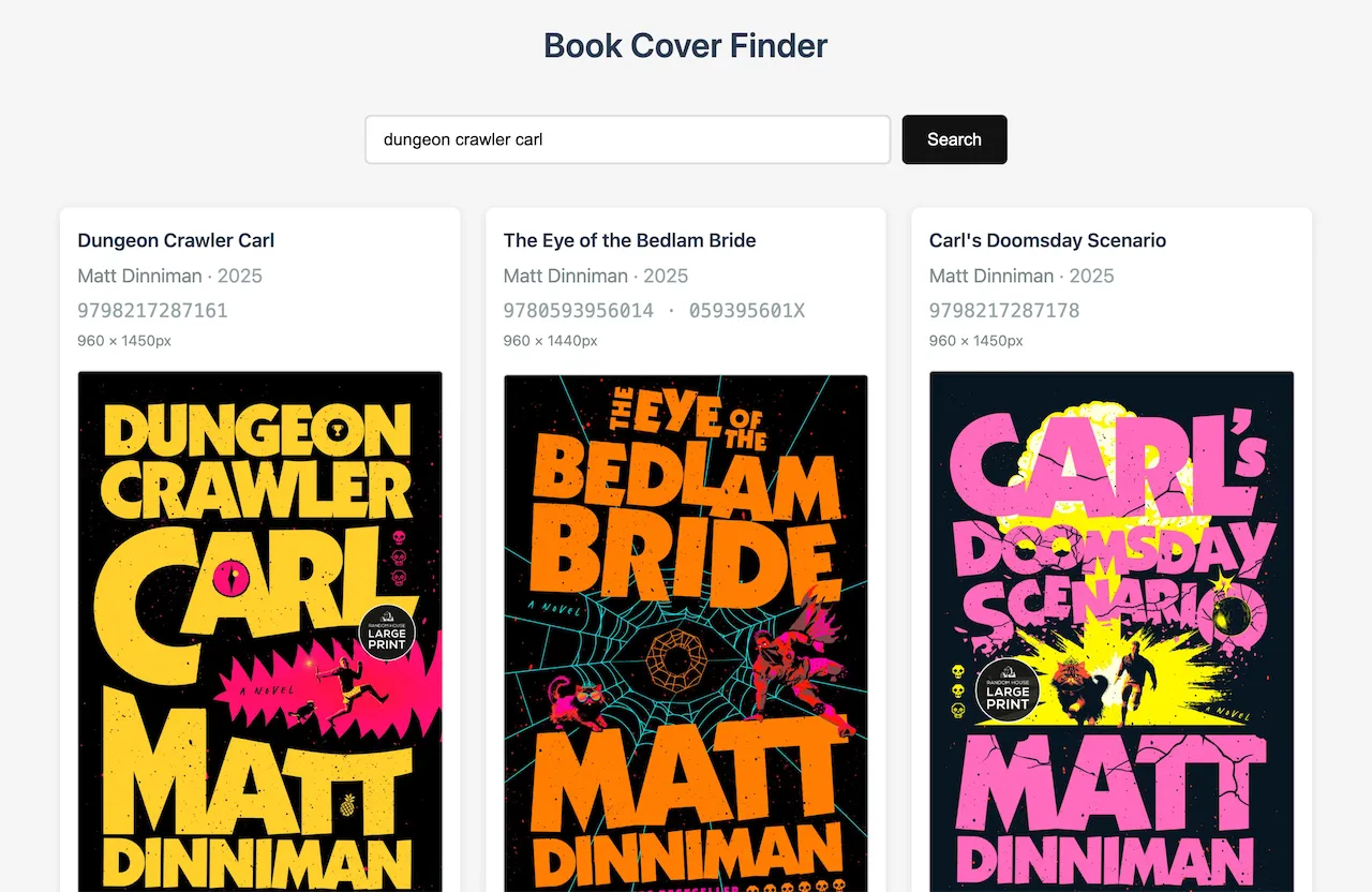 Book cover search tool